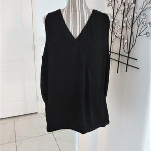 Lauren Ralph Lauren Sleeveless Chiffon Surplice Blouse L / XL Top Solid Black